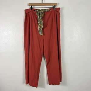 Roolee Orange Pull on Pants Ribbon Printed Tie waist XXL